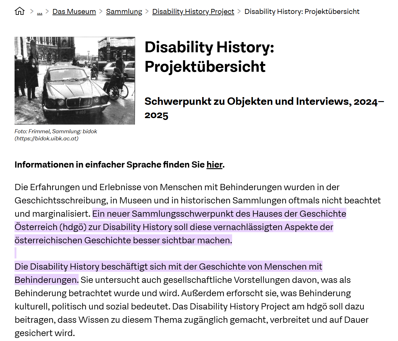 Ein Screennshot der Webseite.